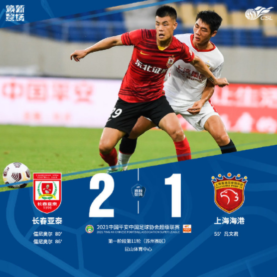 中超-长春亚泰2-1战胜上海海港 吕文君建功儒尼奥尔梅开二度 中超-长春亚泰2-1战胜上海海港 吕文君建功儒尼奥尔梅开二度