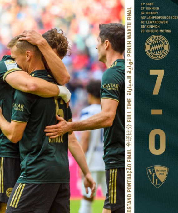德甲-拜仁7-0狂虐波鸿 基米希双响萨内传射莱万破门 德甲-拜仁7-0狂虐波鸿 基米希双响萨内传射莱万破门
