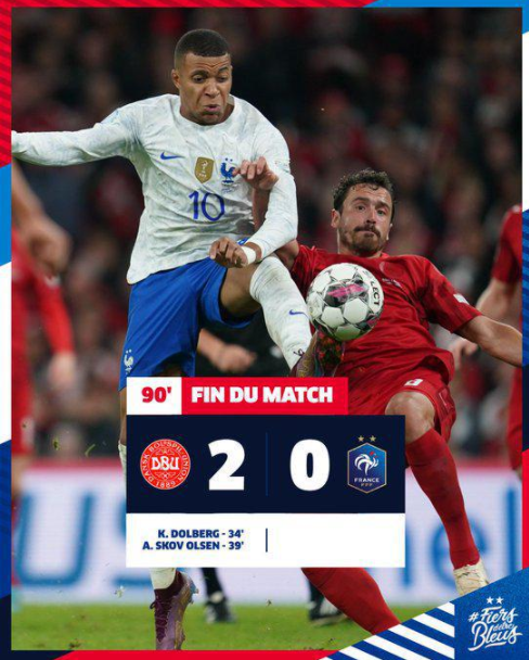 欧国联-丹麦2-0战胜法国 奥尔森进球多尔贝格破门 欧国联-丹麦2-0战胜法国 奥尔森进球多尔贝格破门